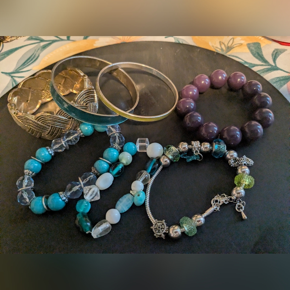 Clearance Assorted Bracelet Set in Turquoise, Purple, Silver